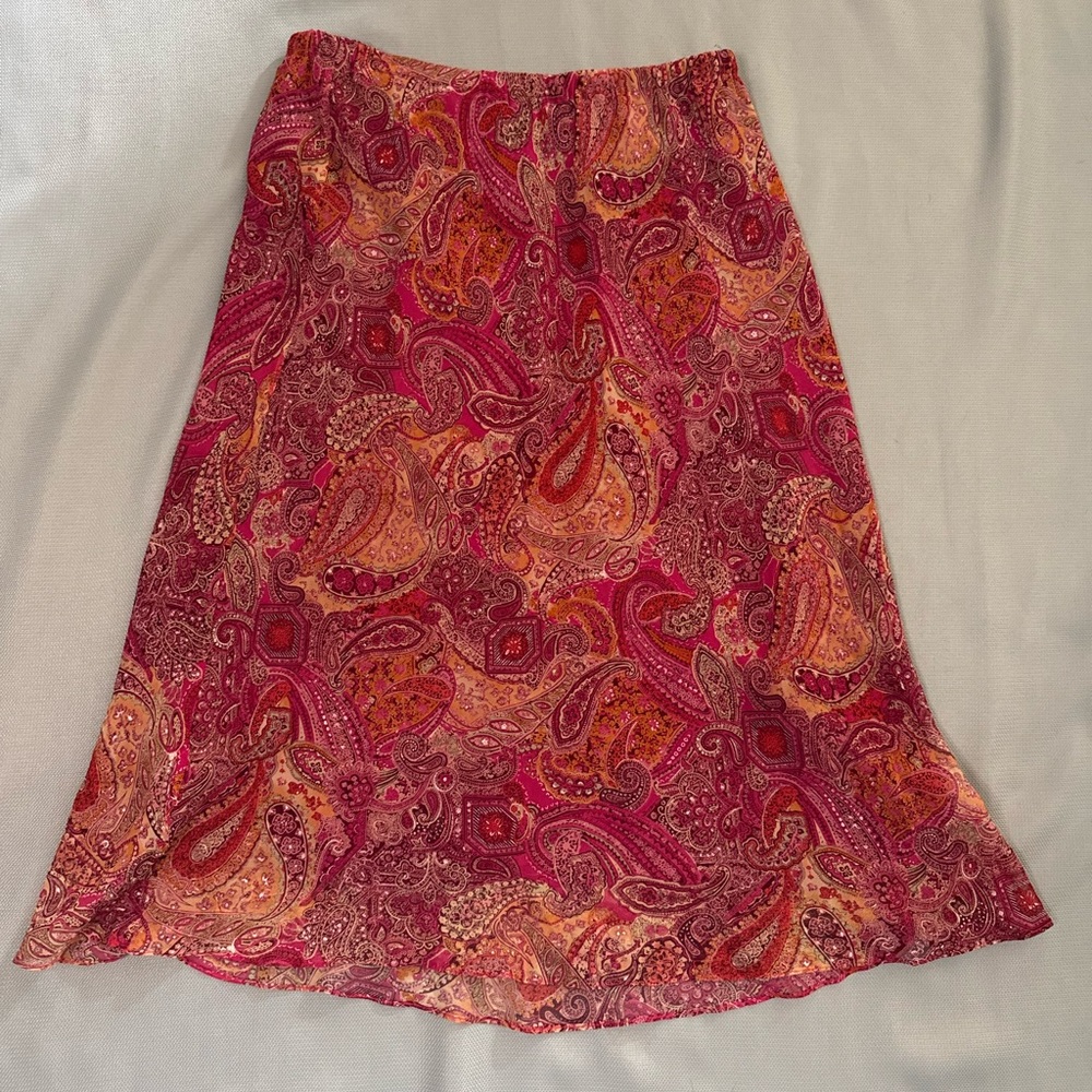 Pink Adrianna Papell 100% Silk Skirt
